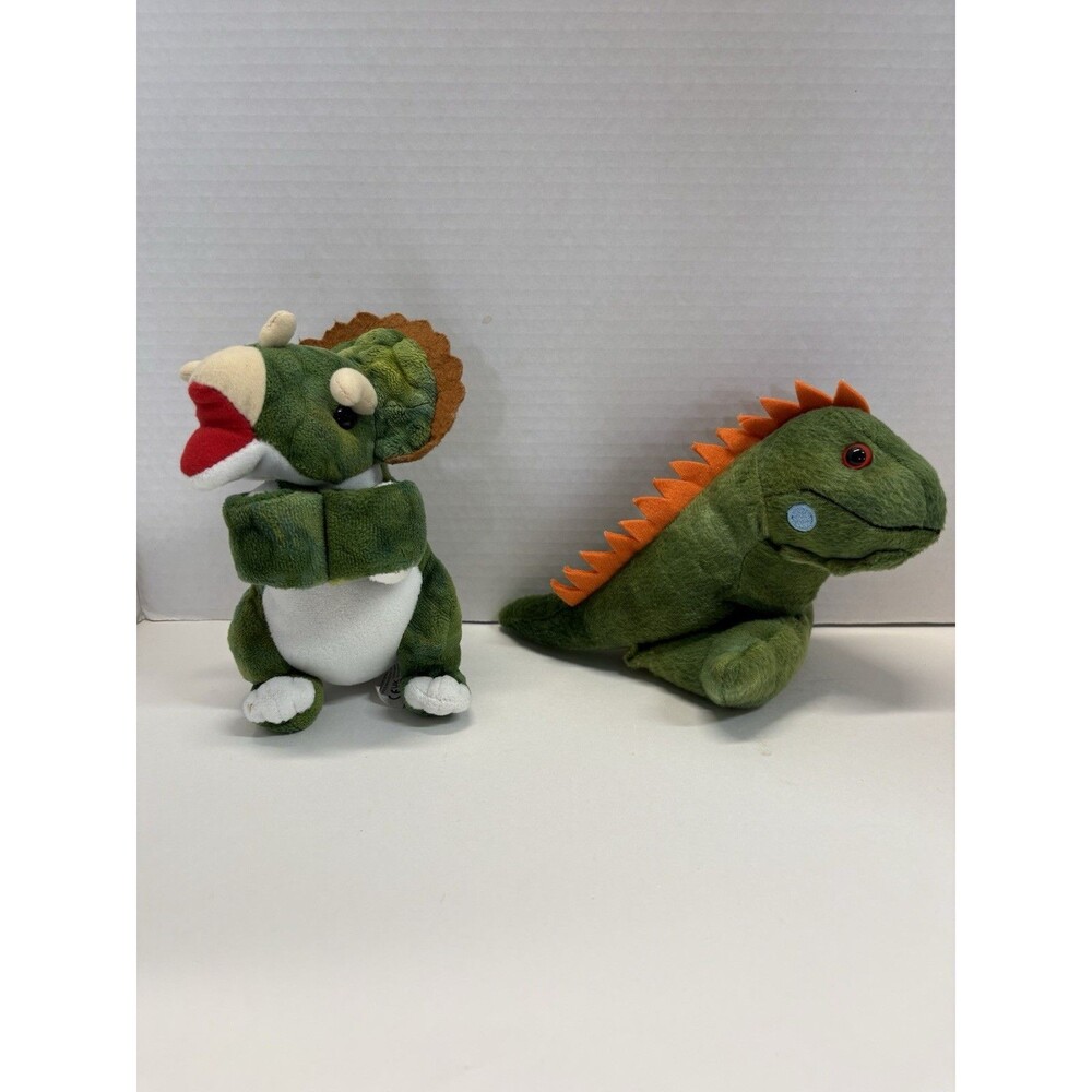 Wild Republic Huggers Triceratops / Iguana Wrist Cuff Slap Bracelet Plush Lot